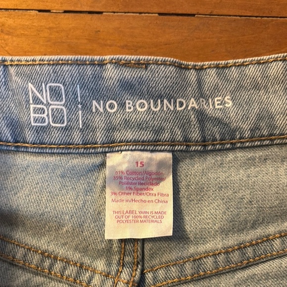No Boundaries Blue Jean Shorts Distressed Cut-Off Style - Picture 2 of 3